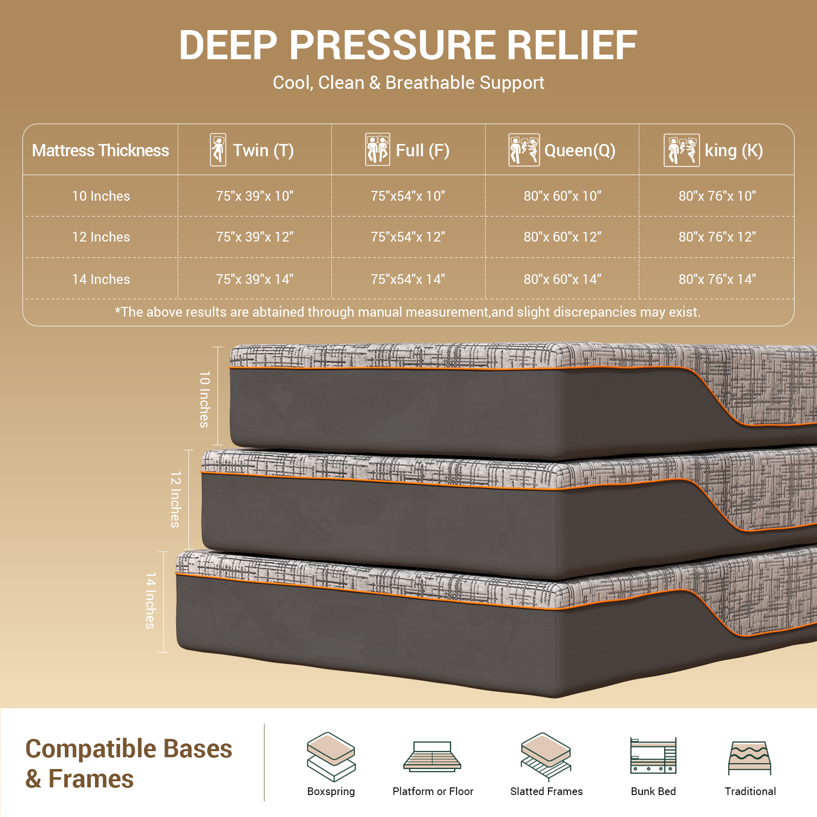 Nordhive Earth-10''12''14''Memory Foam Mattress